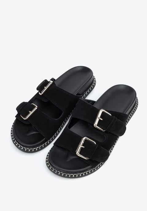 Chanclas Wittchen de piel de ante negra para mujer - Image 2