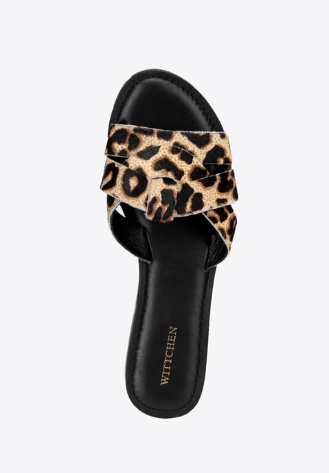Chanclas de piel con estampado animal para mujer de Wittchen, color negro y marrón, piel natural - Image 5