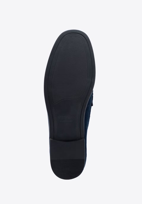 Mocasines Wittchen de tela a cuadros azul marino con piel de ante para hombre - Image 6