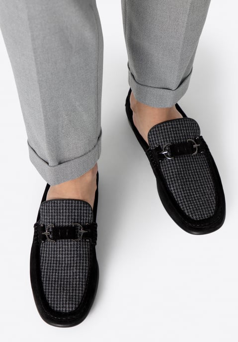 Mocasines de tela a cuadros negros para hombre de Wittchen - Image 2