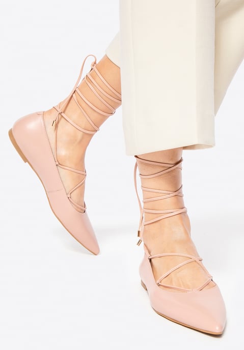 Bailarinas Wittchen para mujer en piel auténtica con punta puntiaguda, color rosa, piel natural - Image 2