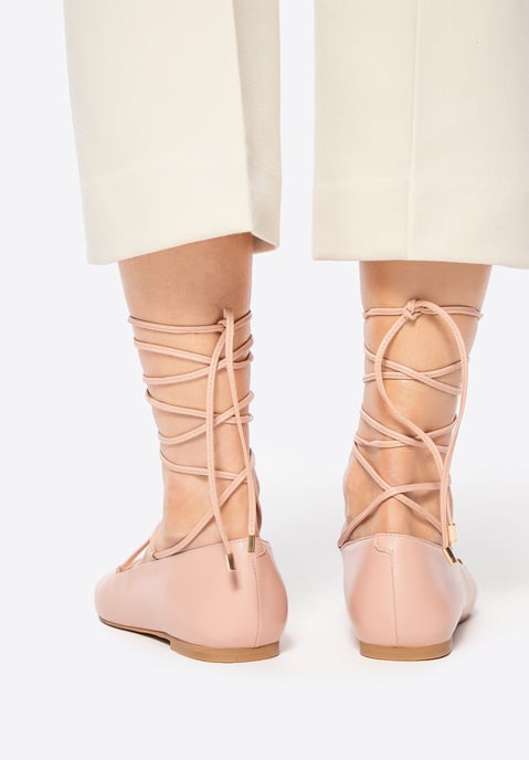 Bailarinas Wittchen para mujer en piel auténtica con punta puntiaguda, color rosa, piel natural - Image 3