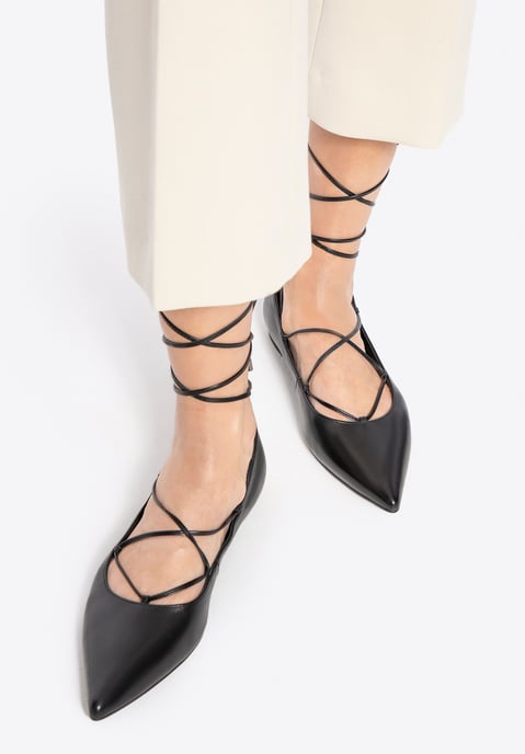 Bailarinas Wittchen para mujer en piel auténtica con punta en negro - Image 2