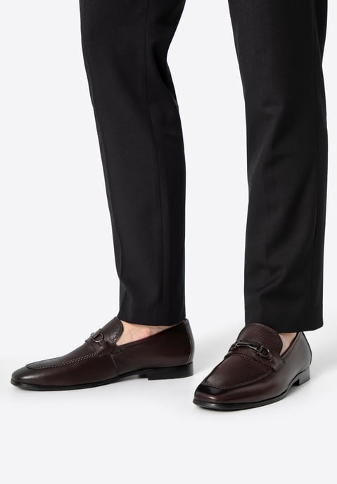 Mocasines de piel para hombre Wittchen con hebilla en la correa, marrón oscuro, piel natural - Image 1