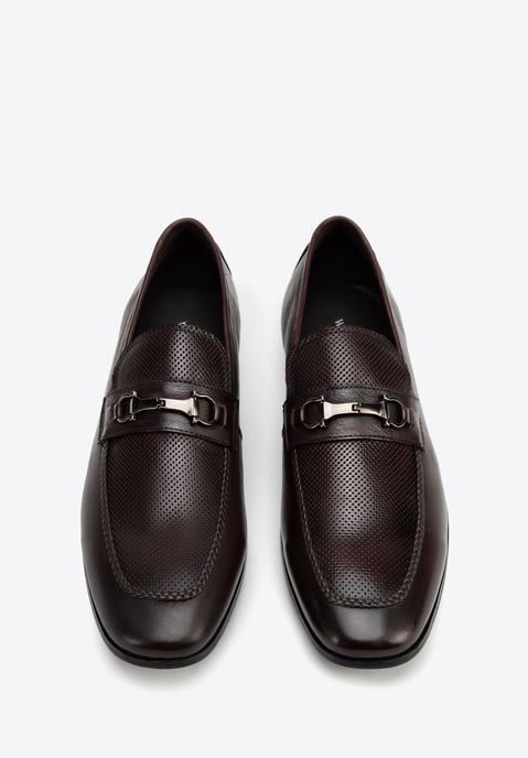 Mocasines de piel para hombre Wittchen con hebilla en la correa, marrón oscuro, piel natural - Image 3