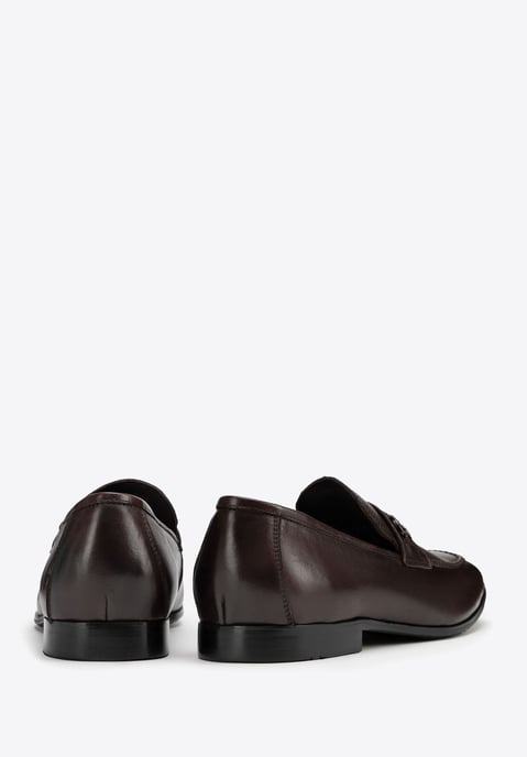 Mocasines de piel para hombre Wittchen con hebilla en la correa, marrón oscuro, piel natural - Image 4
