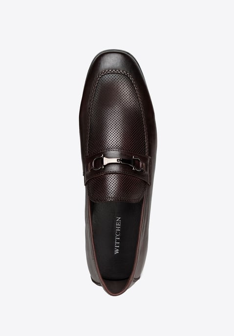 Mocasines de piel para hombre Wittchen con hebilla en la correa, marrón oscuro, piel natural - Image 5