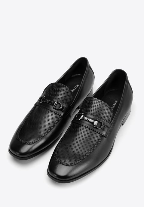 Mocasines de piel para hombre Wittchen con hebilla en la correa, piel natural negra - Image 3
