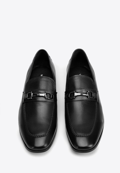 Mocasines de piel para hombre Wittchen con hebilla en la correa, piel natural negra - Image 4