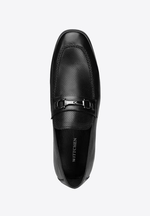 Mocasines de piel para hombre Wittchen con hebilla en la correa, piel natural negra - Image 6