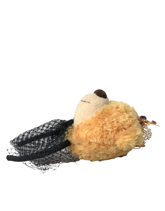 Diadema de Oso de Peluche Marrón con Corona de Cristal Dorado - Image 3