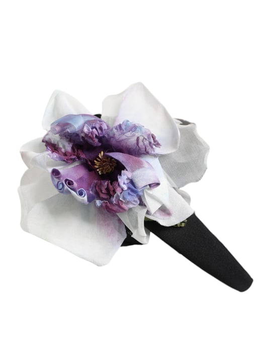 Diadema de Accesorio con Aplicaciones Florales en Negro, Verde, Púrpura y Blanco - Image 2