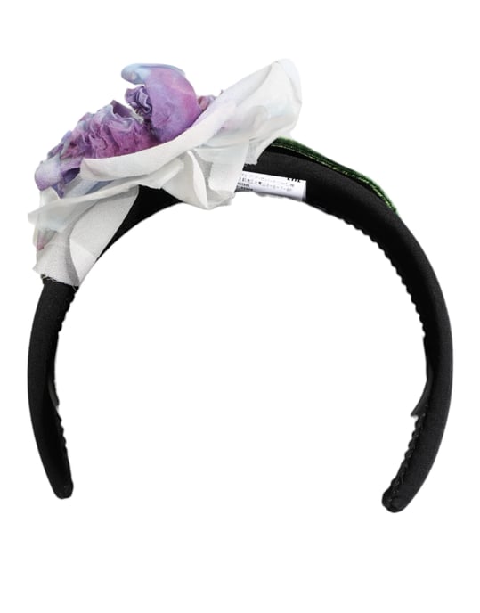 Diadema de Accesorio con Aplicaciones Florales en Negro, Verde, Púrpura y Blanco - Image 3
