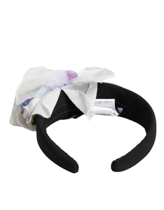 Diadema de Accesorio con Aplicaciones Florales en Negro, Verde, Púrpura y Blanco - Image 5