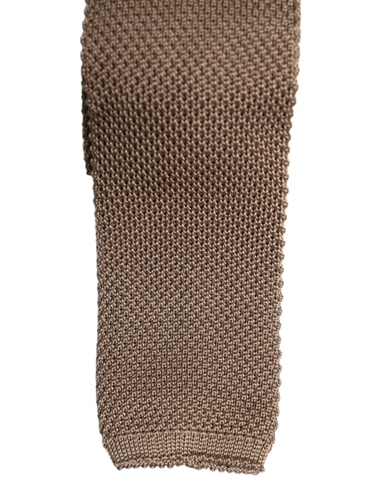 Corbata de seda marrón ajustable - Image 2