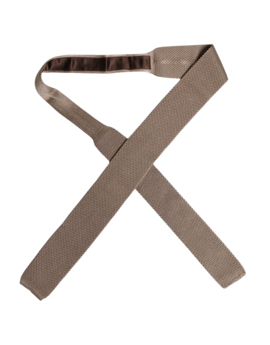 Corbata de seda marrón ajustable - Image 3