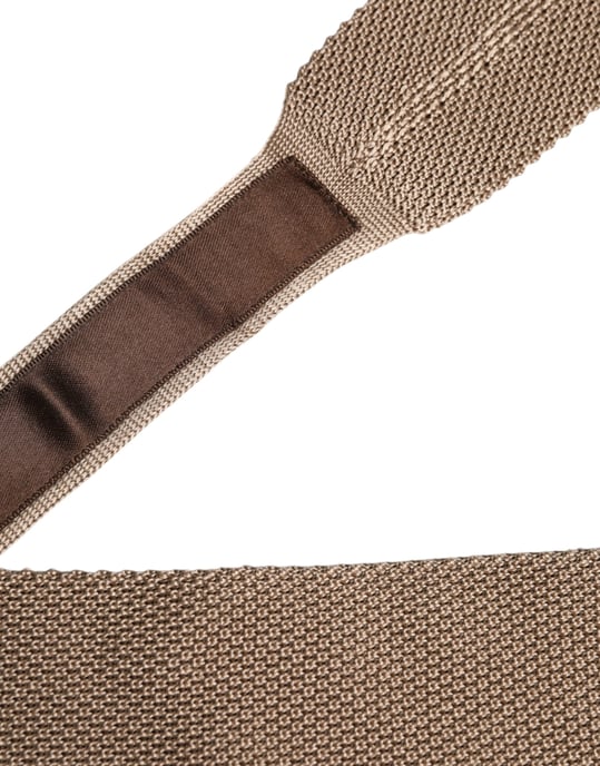 Corbata de seda marrón ajustable - Image 5