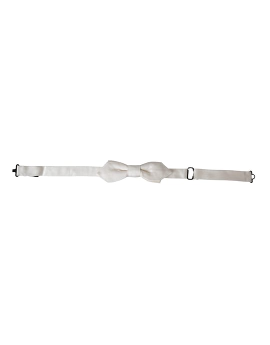 Corbata de moño ajustable en seda blanca para hombre Dolce & Gabbana Papillon - Image 2