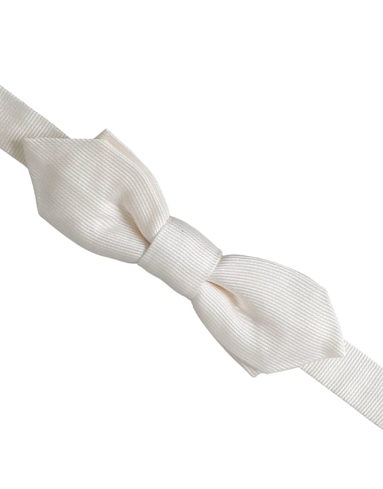 Corbata de moño ajustable en seda blanca para hombre Dolce & Gabbana Papillon - Image 3