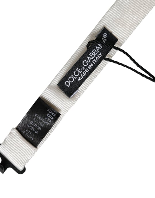 Corbata de moño ajustable en seda blanca para hombre Dolce & Gabbana Papillon - Image 6