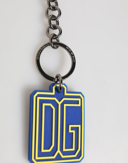 Llavero de hombre con logo de goma DG azul y amarillo plata - Image 2