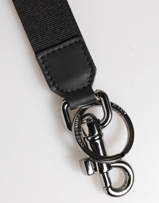 Llavero de poliéster con soporte de latón y logotipo DG en negro y azul - Image 2
