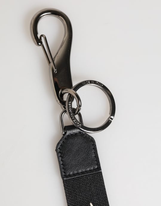 Llavero de Hombre con Logo DG Plateado en Poliéster Negro y Blanco - Image 3