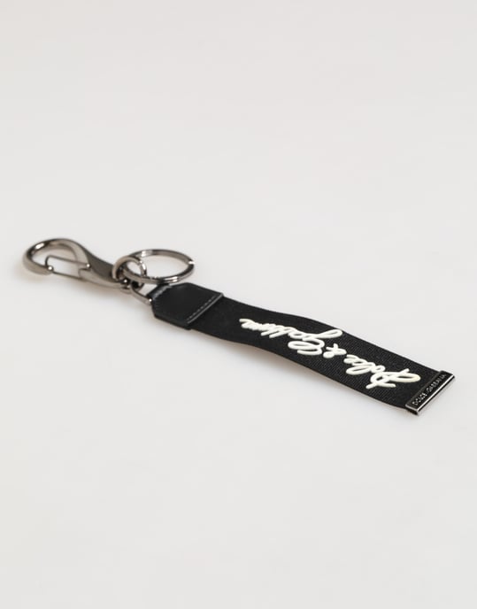 Llavero de Hombre con Logo DG Plateado en Poliéster Negro y Blanco - Image 4