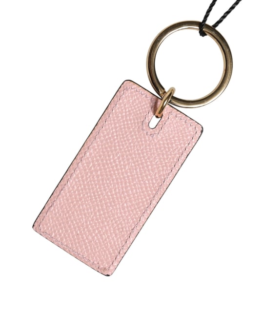 Llaverito de anilla metálica con logo DG en cuero de becerro rosa - Image 2