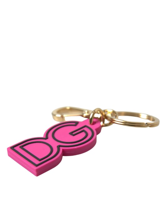 Llavero de metal dorado con logo DG de goma rosa de Dolce & Gabbana - Image 4