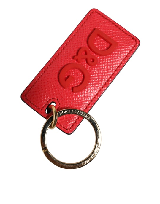 Llavero de metal con anillo y logo de piel de ternera roja para hombres - Image 3