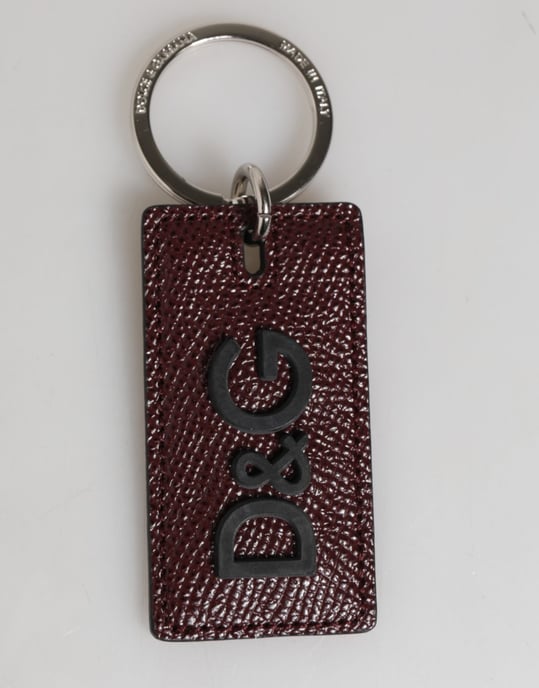 Llavero de hombre Dolce & Gabbana con anillo de metal con logotipo en cuero marrón oscuro - Image 2