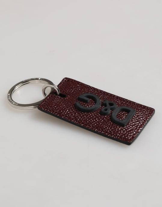 Llavero de hombre Dolce & Gabbana con anillo de metal con logotipo en cuero marrón oscuro - Image 3