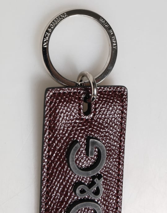 Llavero de hombre Dolce & Gabbana con anillo de metal con logotipo en cuero marrón oscuro - Image 4