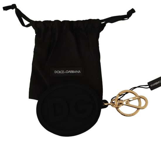 Llavero de metal dorado con logo DG de goma negra - Image 3