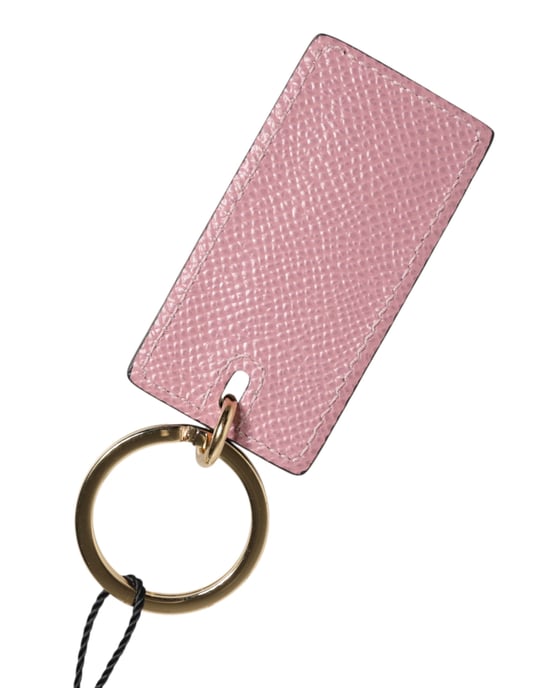 Llavero de metal con logo en piel de ternera rosa - Image 2