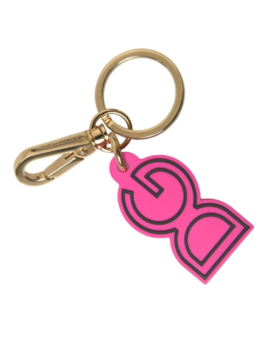 Llavero de Metal en Tono Dorado con Logo DG en Goma Rosa de Dolce & Gabbana - Image 2