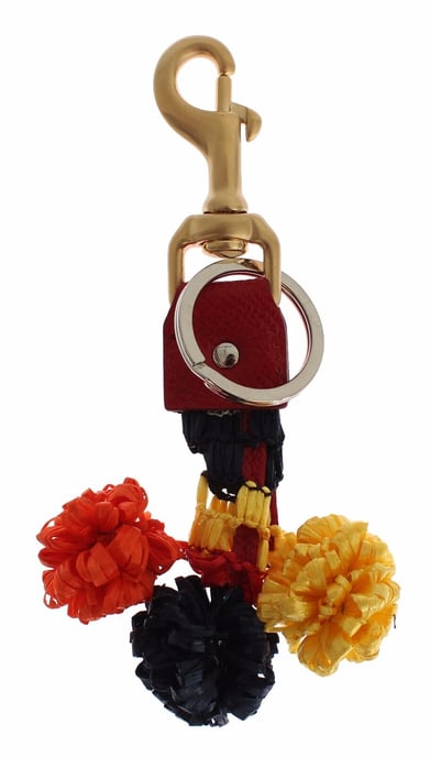 Llaveros de cadena con cierre de cuero de rafia dorado amarillo de Dolce & Gabbana - Image 2