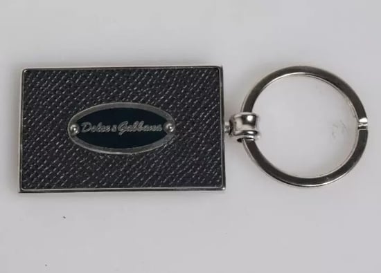 Llavero de Metal con Logo de Cuero Negro Dolce & Gabbana - Image 4