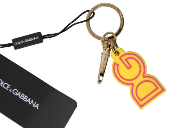 Llavero de Metal de Latón Dorado con Logo DG de Goma Amarilla Dolce & Gabbana - Image 2