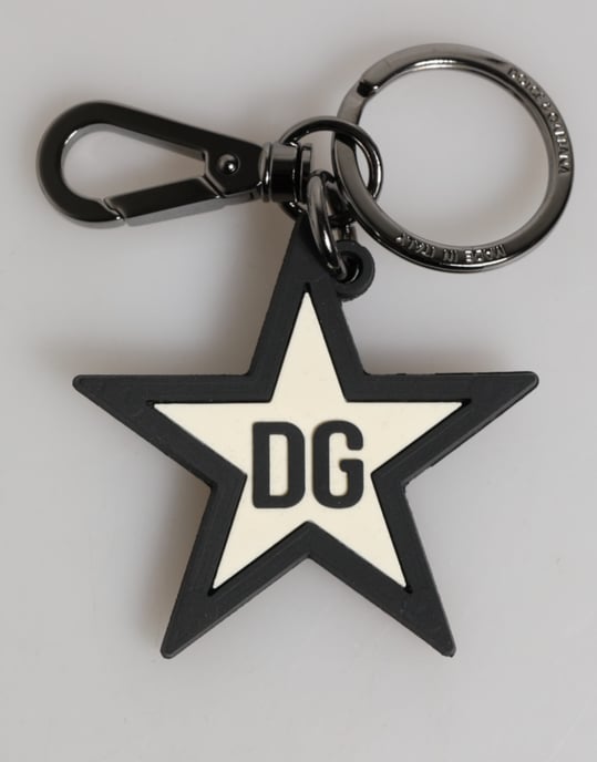 Llavero de goma para hombres con logotipo DG en blanco y negro y estrella - Image 1