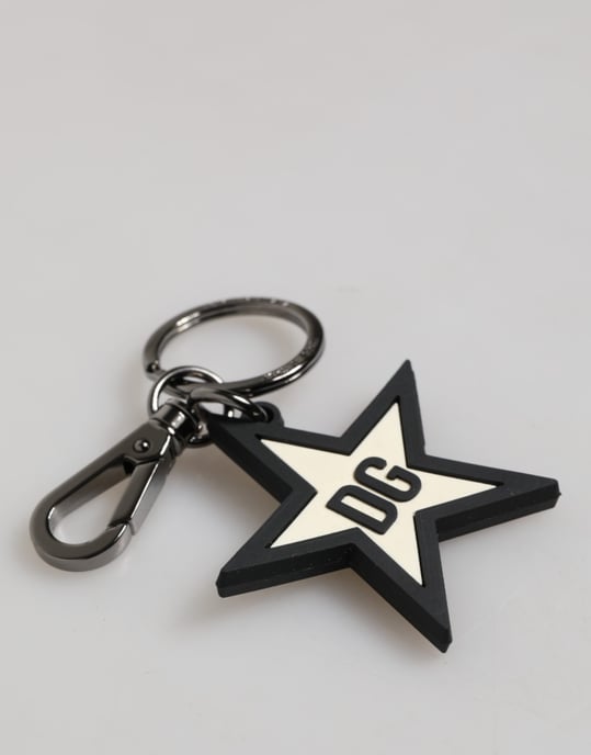Llavero de goma para hombres con logotipo DG en blanco y negro y estrella - Image 2