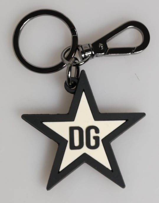 Llavero de goma para hombres con logotipo DG en blanco y negro y estrella - Image 3