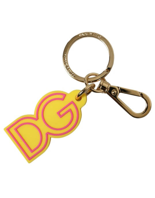 Llaverito de metal dorado con logo DG de goma amarilla Dolce & Gabbana - Image 1