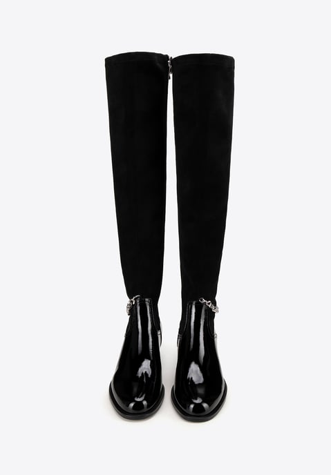 Botas de piel para mujer Wittchen con cadena, color negro y piel natural - Image 2