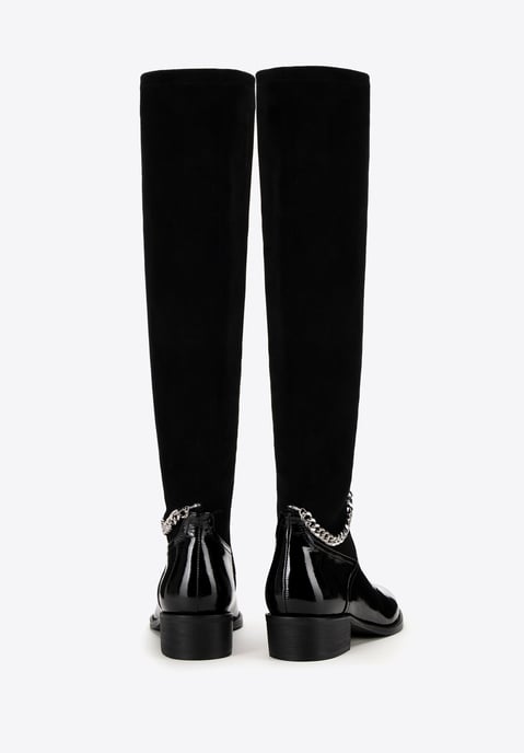 Botas de piel para mujer Wittchen con cadena, color negro y piel natural - Image 3