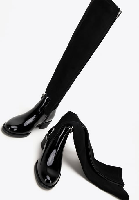 Botas de piel para mujer Wittchen con cadena, color negro y piel natural - Image 6