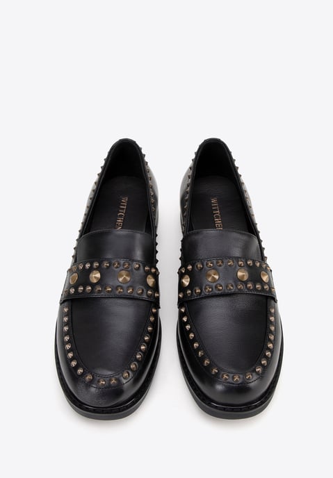 Mocasines de piel para mujer Wittchen con remaches decorativos en piel natural negra - Image 2