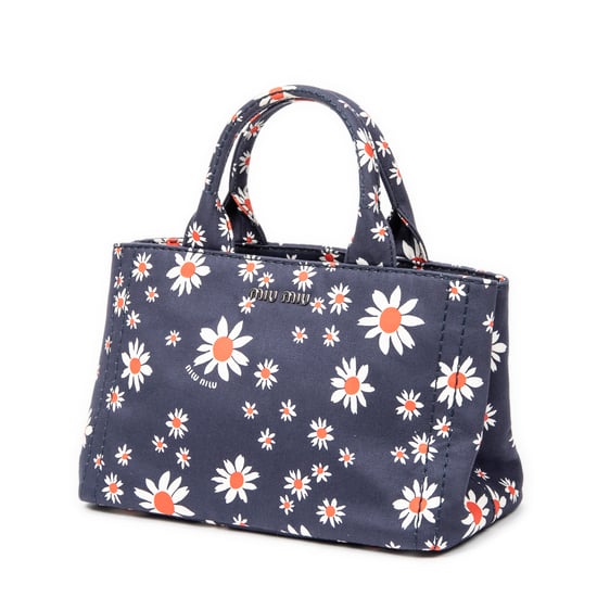 Miu Miu Small Printed  Open Tote  en Azul/Blanco/Rojo Lienzo - Image 2
