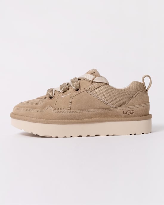 Zapatillas de Sueda con Doble Cierre de Encaje para Mujer en Beige - Image 2